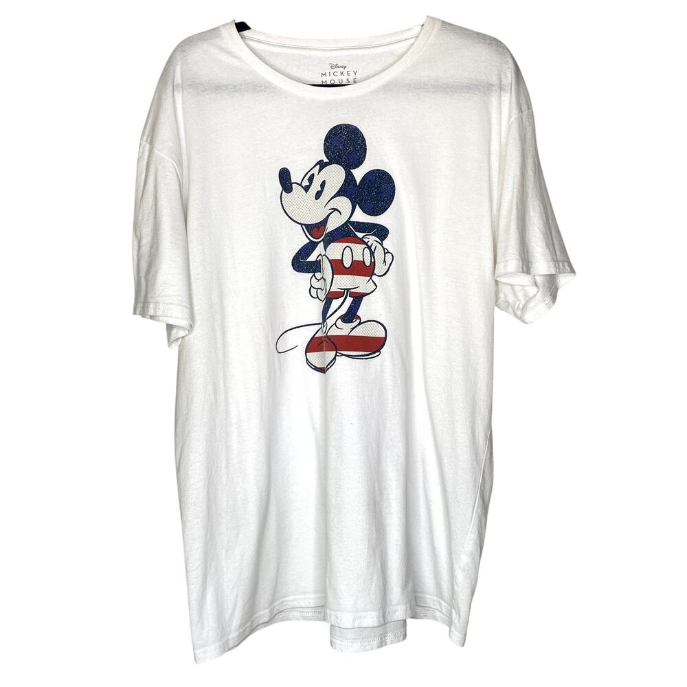 Disney Mickey Mouse USA Stars and Stripes Graphic Tee Size XL